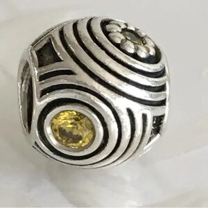 Pandora Hypnotic Sterling Silver with Yellow CZ Bead Charm